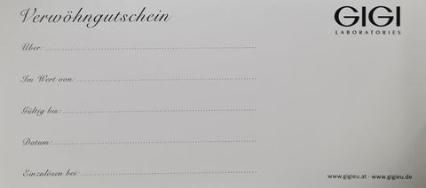 Vervöhngutschein für GIGI Behandlung, 20 Stück Set